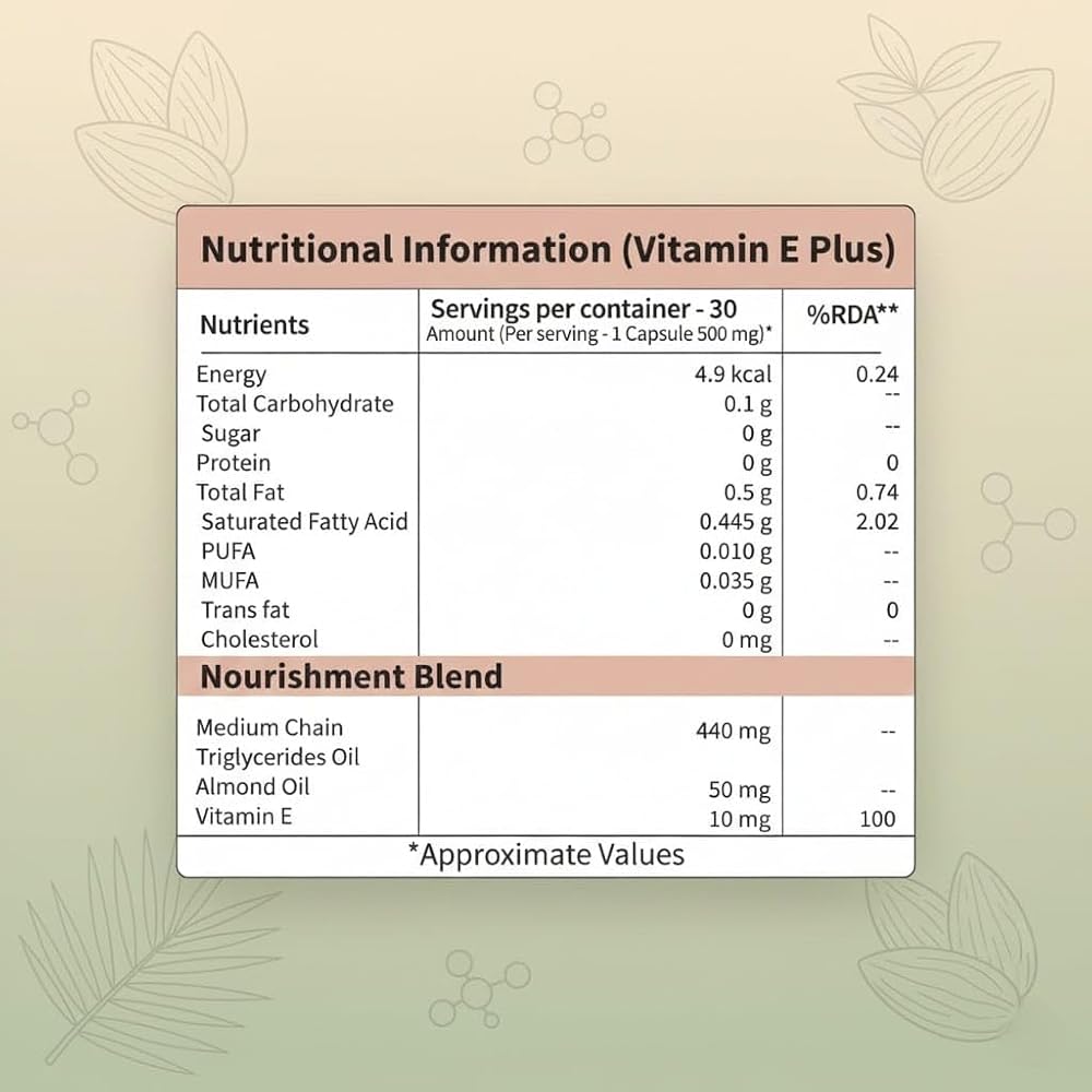 Generic Plant Based Vitamin E Plus with Almond Oil - 60 Vegetarian Capsules - image 2