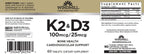 Windmill Vitamin K-2 with D-3 100mcg - 60 Tablets - image 2