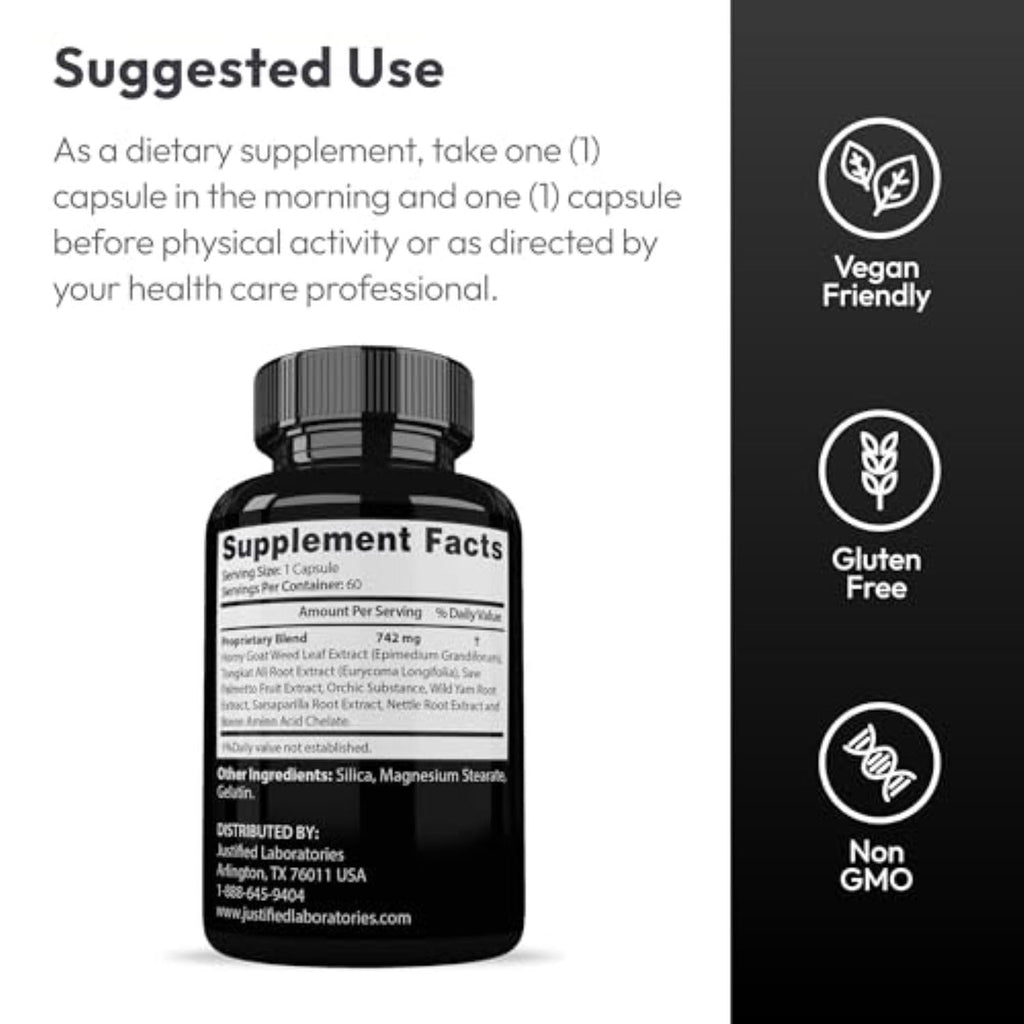 Justified Laboratories Savage Grow Testosterone Support - 60 Capsules - image 2