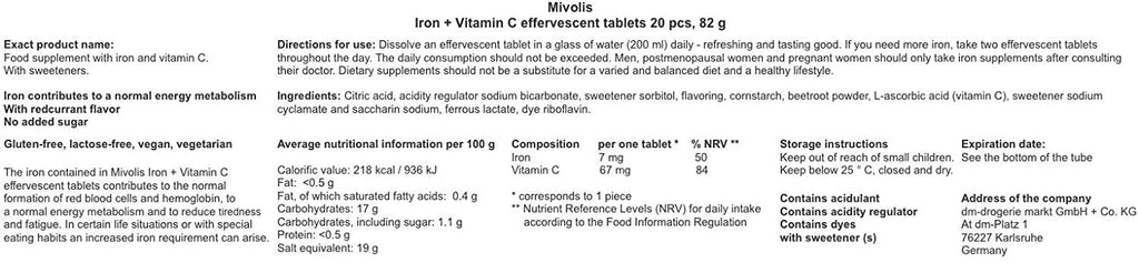Mivolis Iron + Vitamin C Effervescent Tablets - 20 Count - image 6