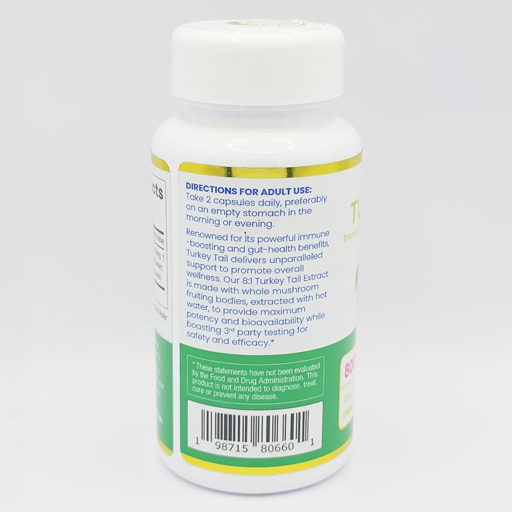 ENCAPSULATE Turkey Tail Capsules 8:1 Extract - 60 Vegan Capsules - image 3