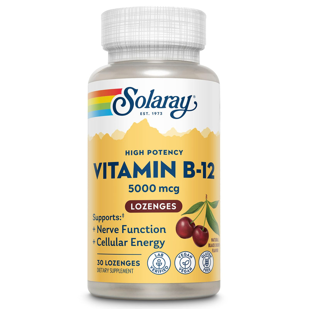 Solaray Vitamin B-12 5000mcg Lozenges for Energy Support - 30 Count