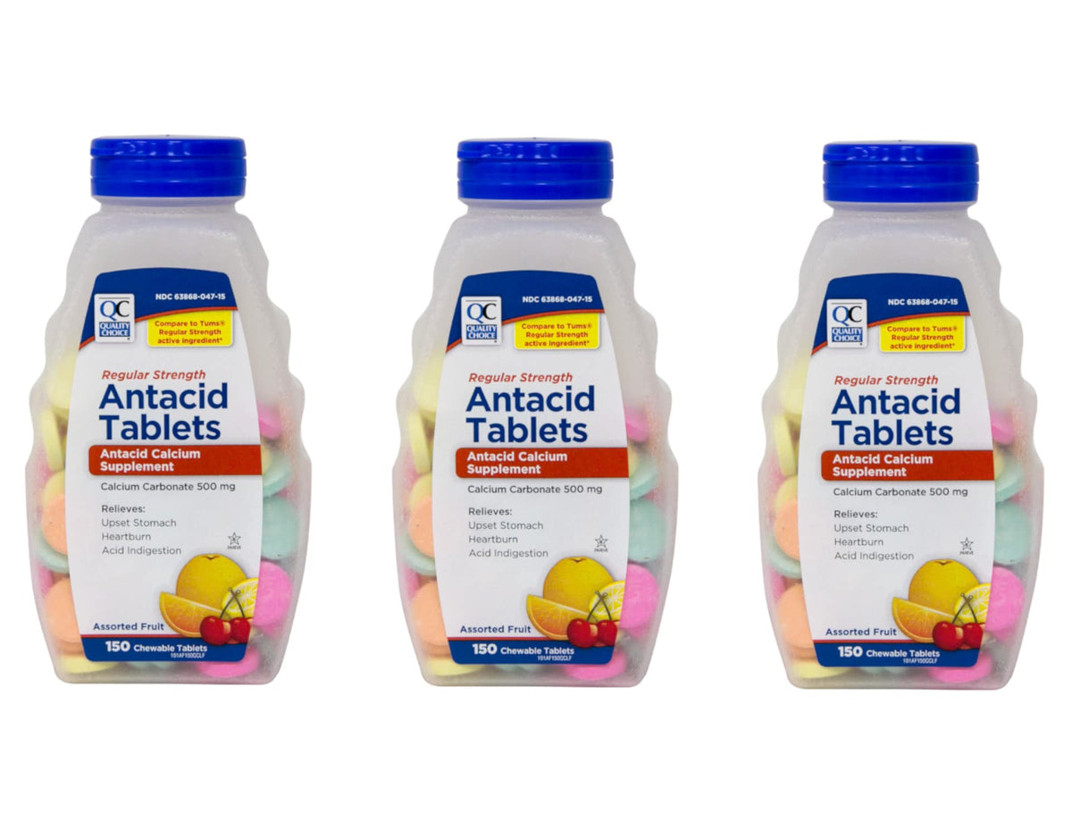Quality Choice Regular Strength Calcium Carbonate 500 mg Antacid - 450 Tablets