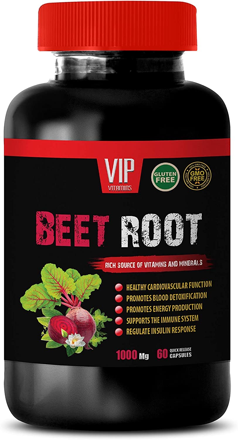 VIP Supplements Beet Root 1000 MG Nitric Oxide Supplement - 60 Tablets