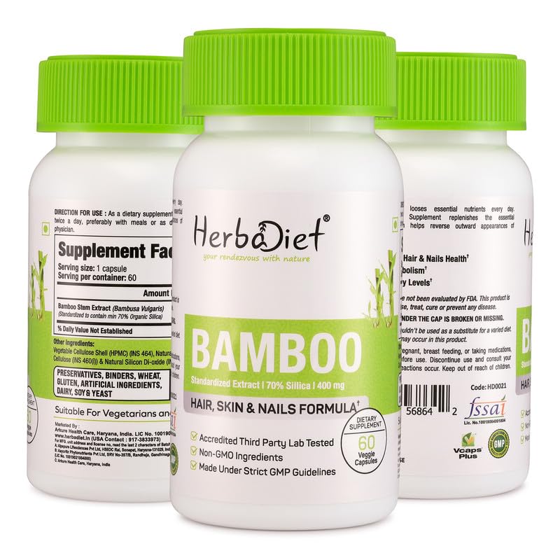 Herbadiet Bamboo Extract Capsules for Hair, Skin & Nails - 120 Capsules - image 6