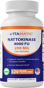 Vitamatic Nattokinase 4000 FU Enzyme - 120 Capsules