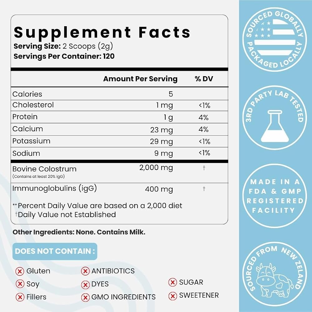 Optimal Prime Bovine Colostrum Powder for Gut Health - 120 Servings - image 2
