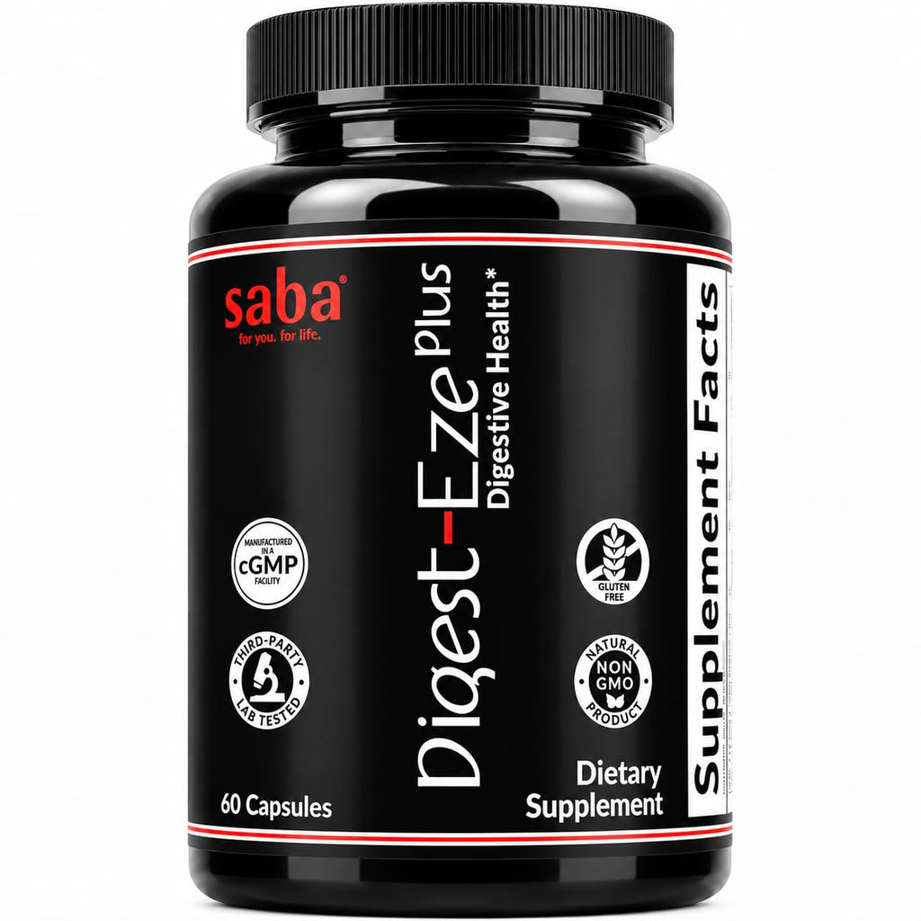 Saba Digest-Eze Plus Digestive Enzymes with Probiotics - 60 Capsules