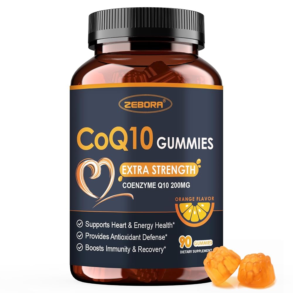 ZEBORA CoQ10 200mg Gummies, Natural Orange Flavor - 90 Gummies