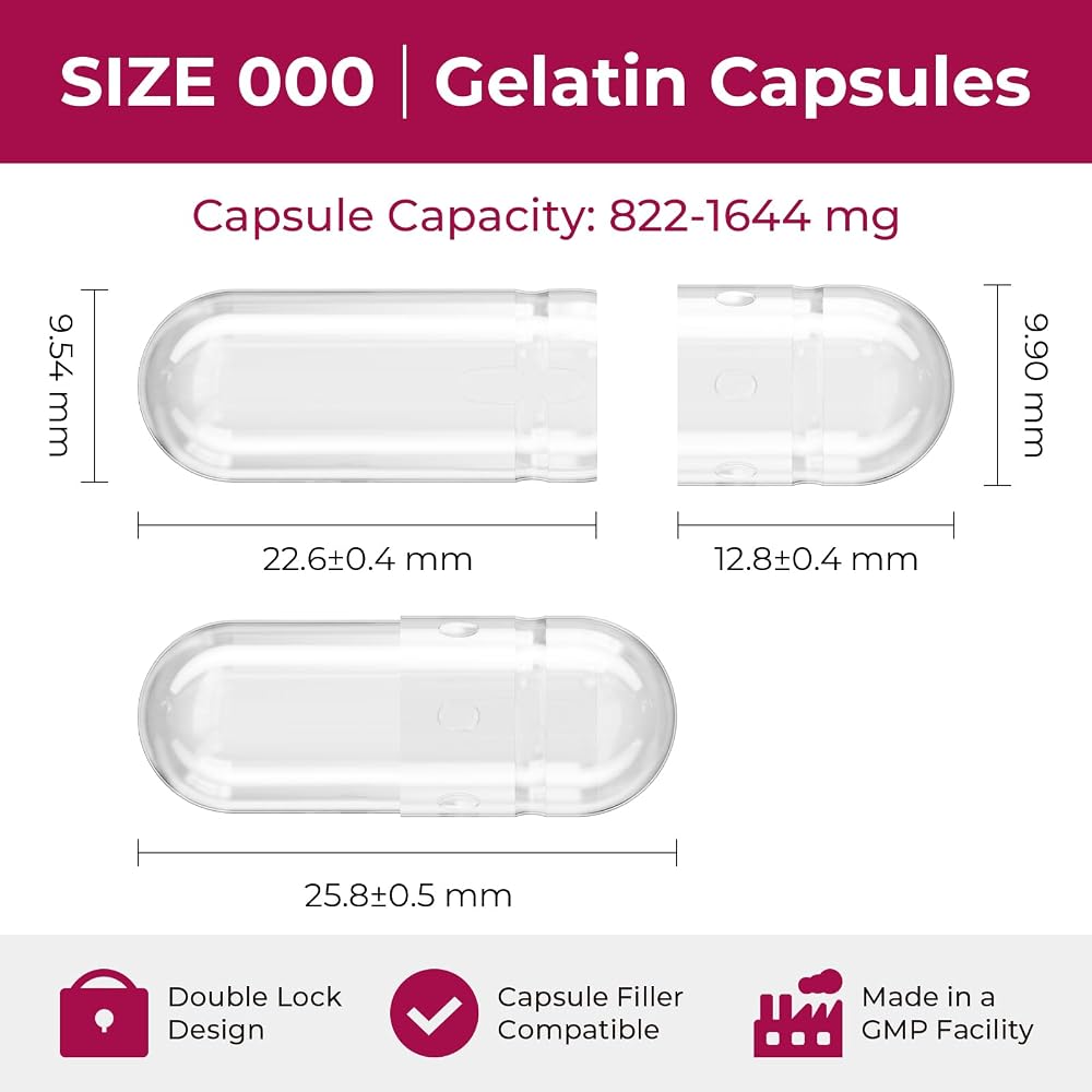 ATLEMISME Empty Gelatin Capsules Size 000 - 500 Count - image 2