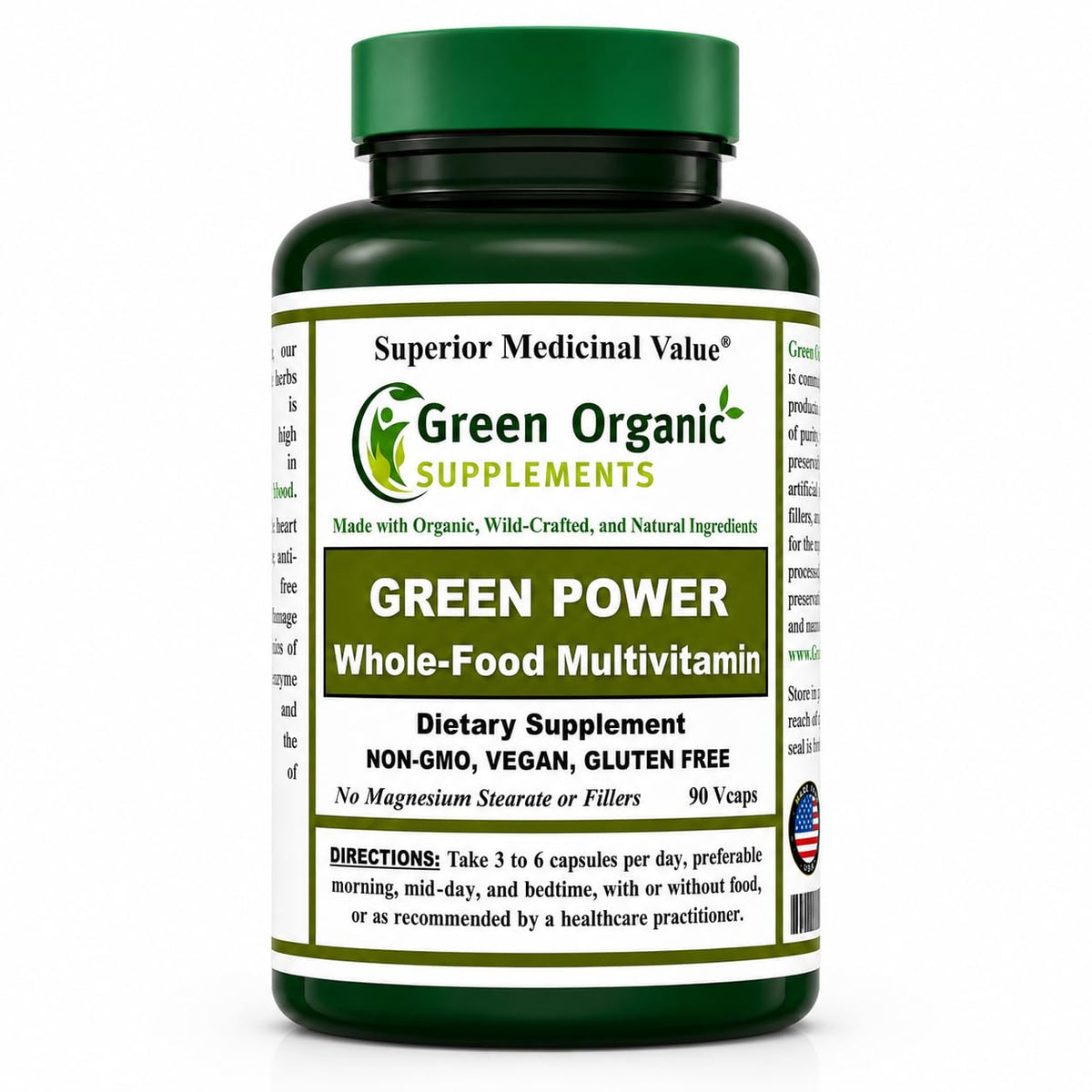 Green Organic Supplements Green Power Multivitamin - 90 Vegetarian Capsules