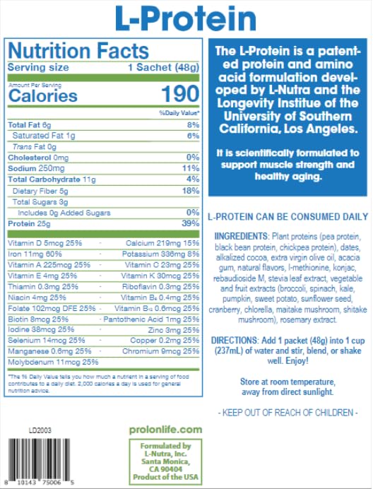 Prolon Vegan Protein Powder, 25g, Low Carb