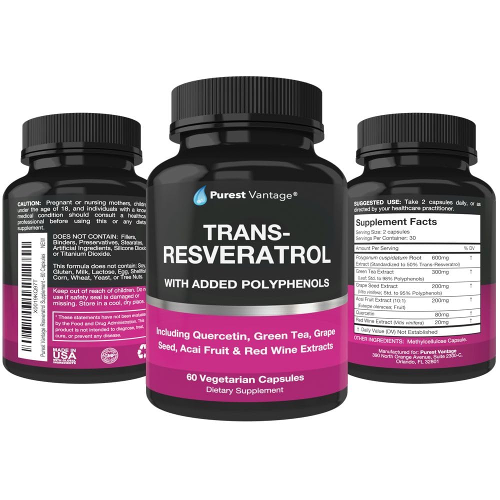 Purest Vantage Resveratrol Supplement 1400mg - 60 Capsules - image 4