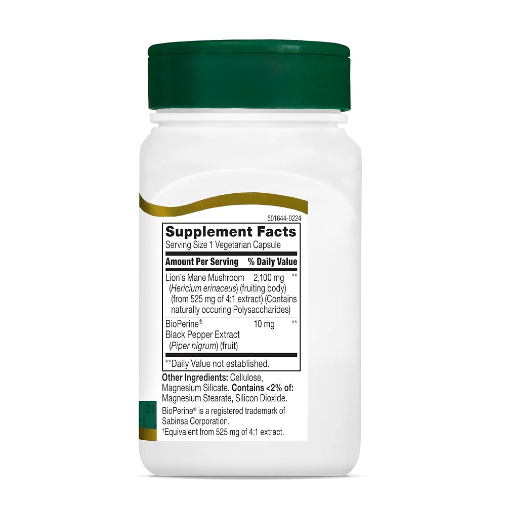 21st Century Lion's Mane 2,100mg with Black Pepper - 60 Capsules - image 6