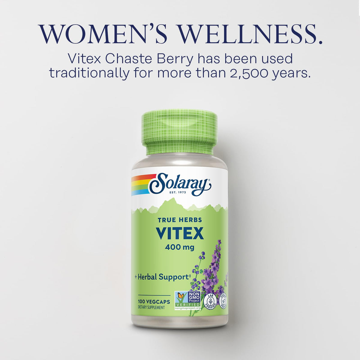 SOLARAY Unflavored Capsules Vitex Herbal Support 400Mg Bottle