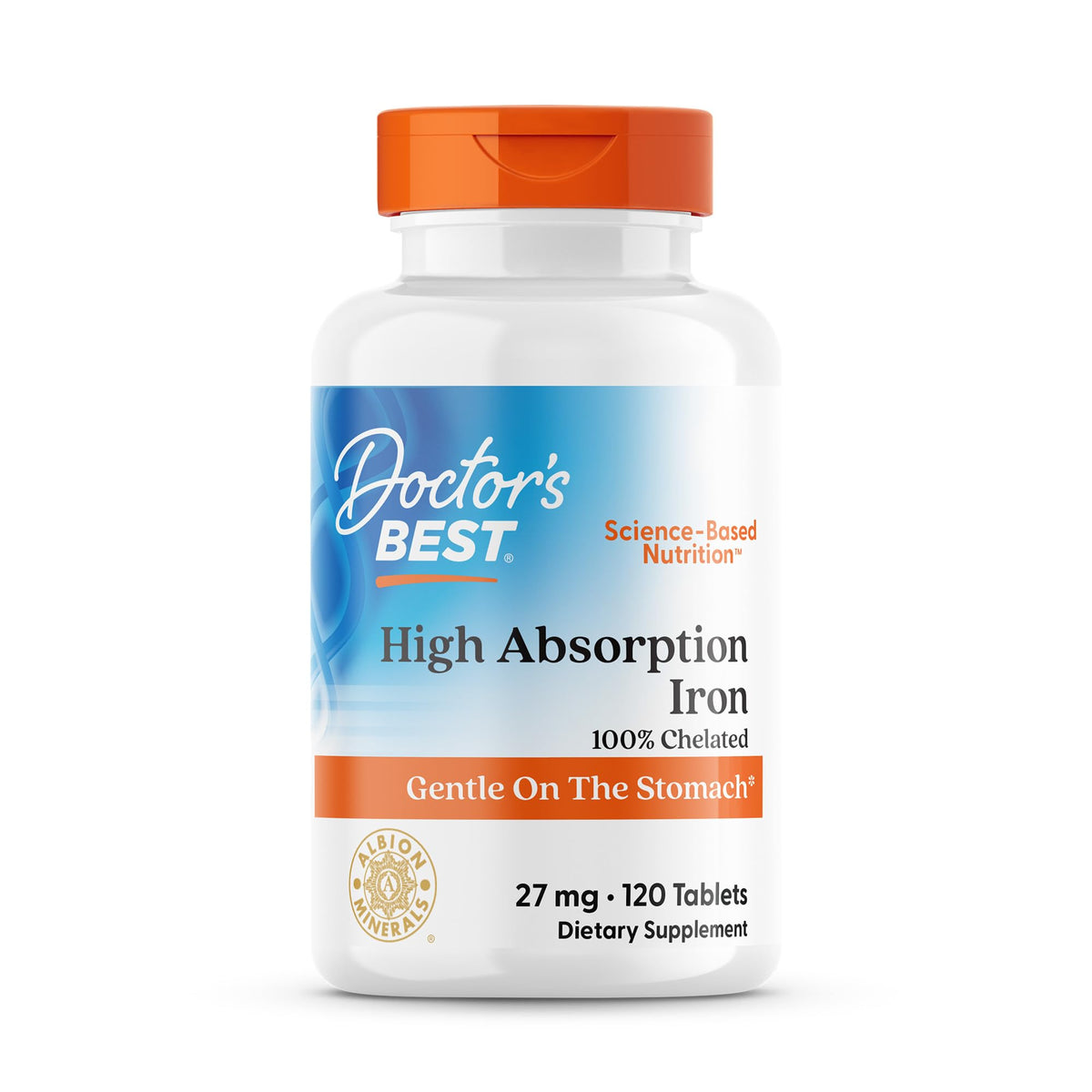 Doctor's Best Chelated Iron Supplement 27 mg - 120 Tablets