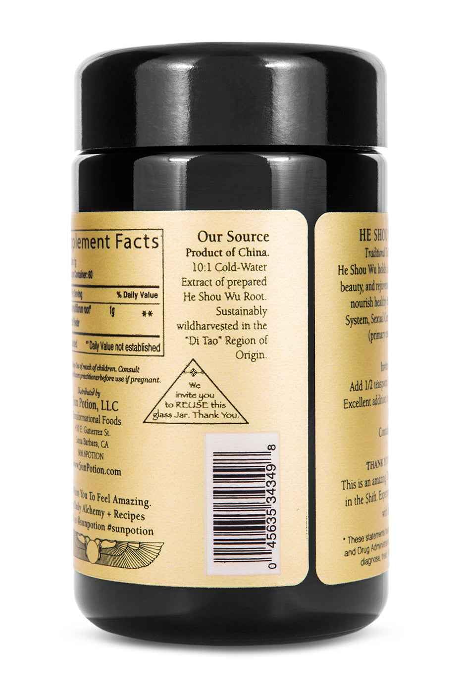 Sun Potion He Shou Wu Powder 10:1 Fo-Ti Root Extract - 200g - image 4