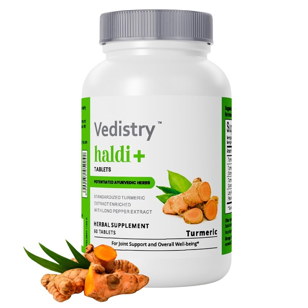 Vedistry Turmeric Tablets with Curcumin & Long Pepper - 60 Tablets