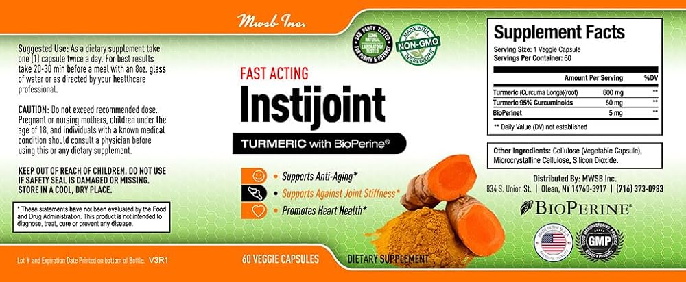 Gottohavit Instijoint Turmeric Joint Support - 60 Vegetarian Capsules - image 2