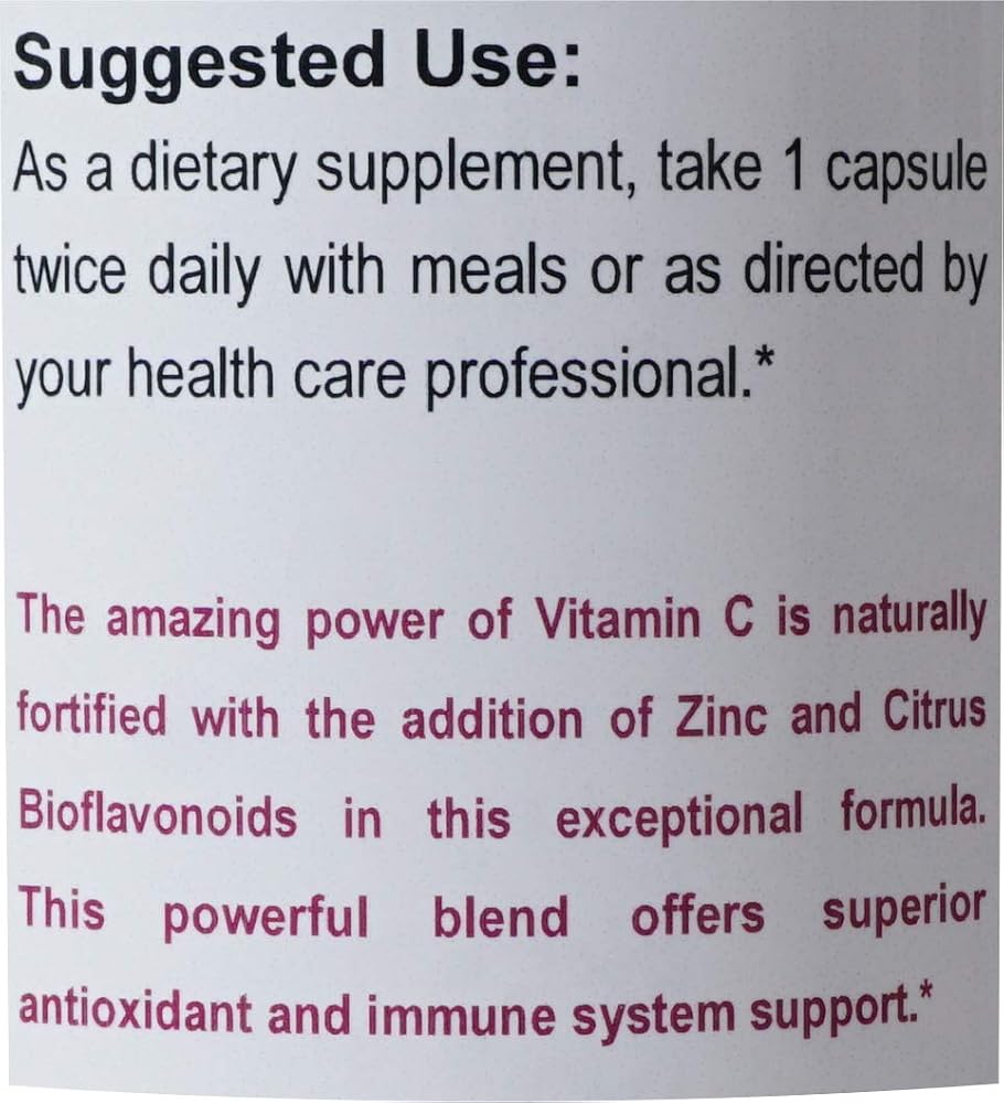 Vital Health Remedies Vitamin C 1000 MG with Zinc & Citrus Bioflavonoids - image 3