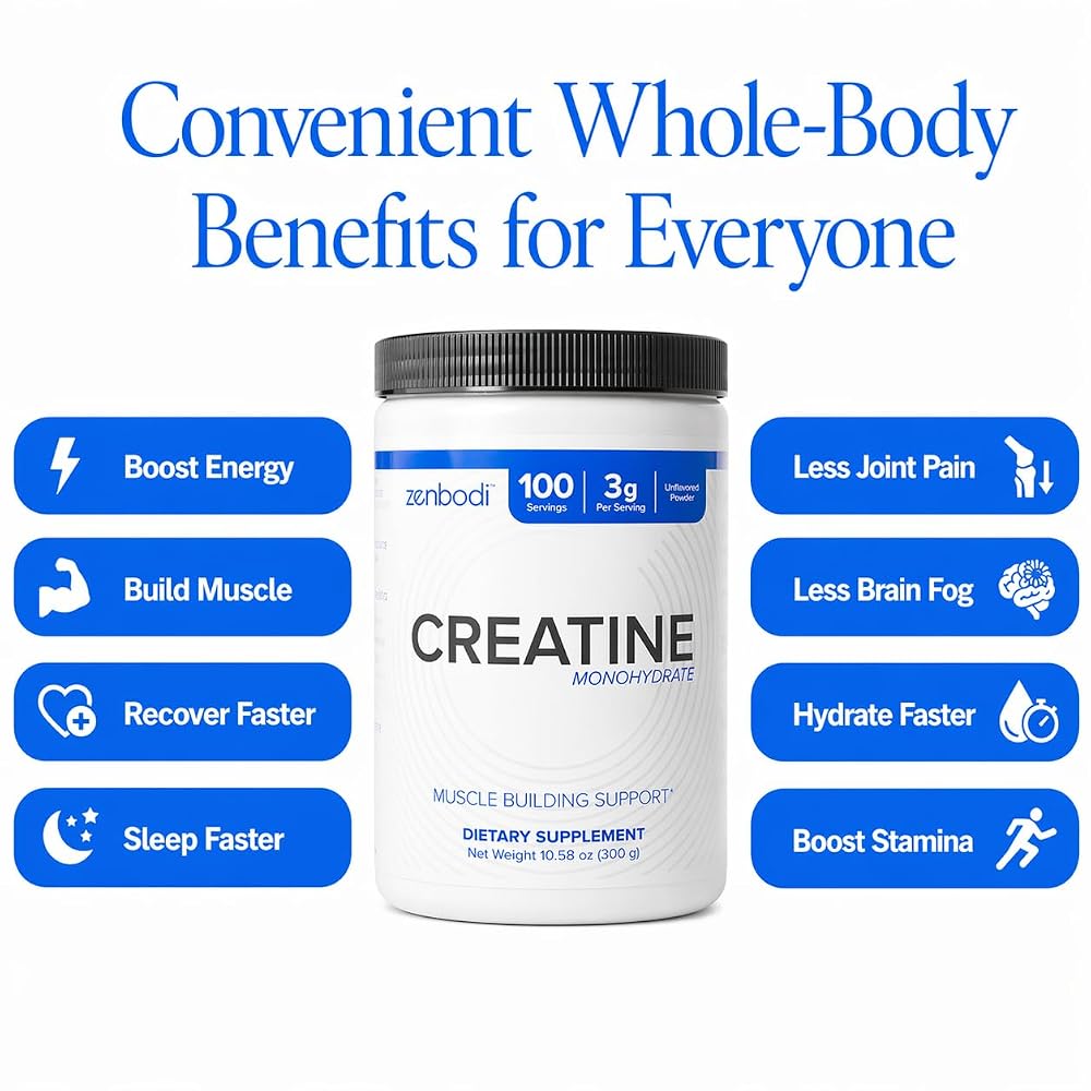 zenbodi Creatine Monohydrate Powder for Muscle Building - 300g - image 2