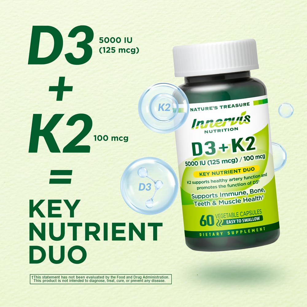 INNERVISNUTRITION Vitamin D3 5000 IU + K2 MK-7 - 60 Capsules - image 4