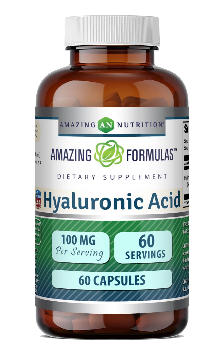 Amazing Nutrition Hyaluronic Acid 100 Mg Supplement - 60 Capsules
