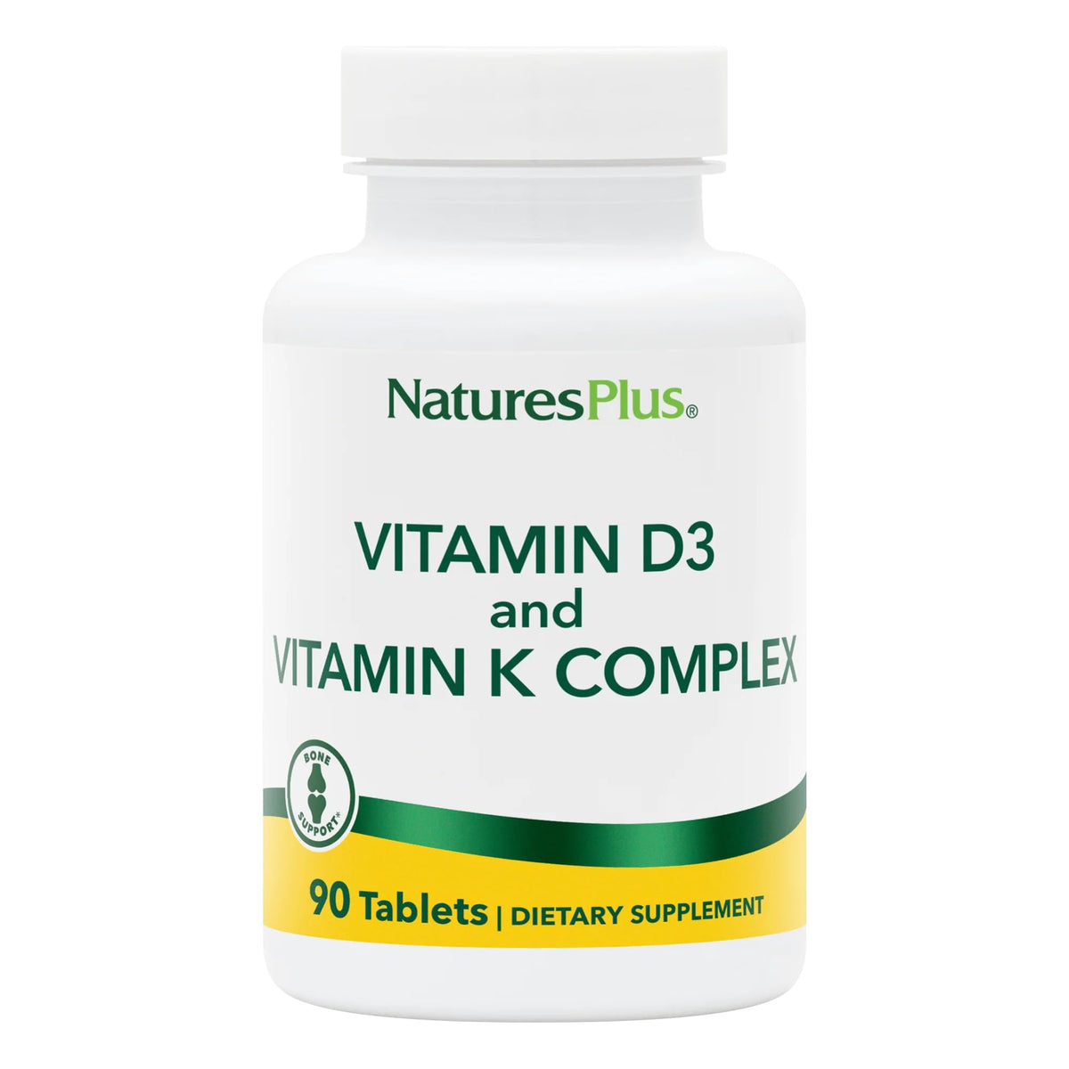 NaturesPlus Vitamins D3 & K2 Bone Support - 90 Tablets