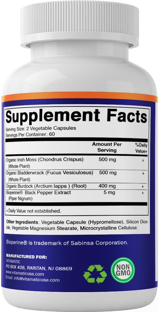 Vitamatic Irish Sea Moss with Bladderwrack & Burdock - 120 Capsules - image 7