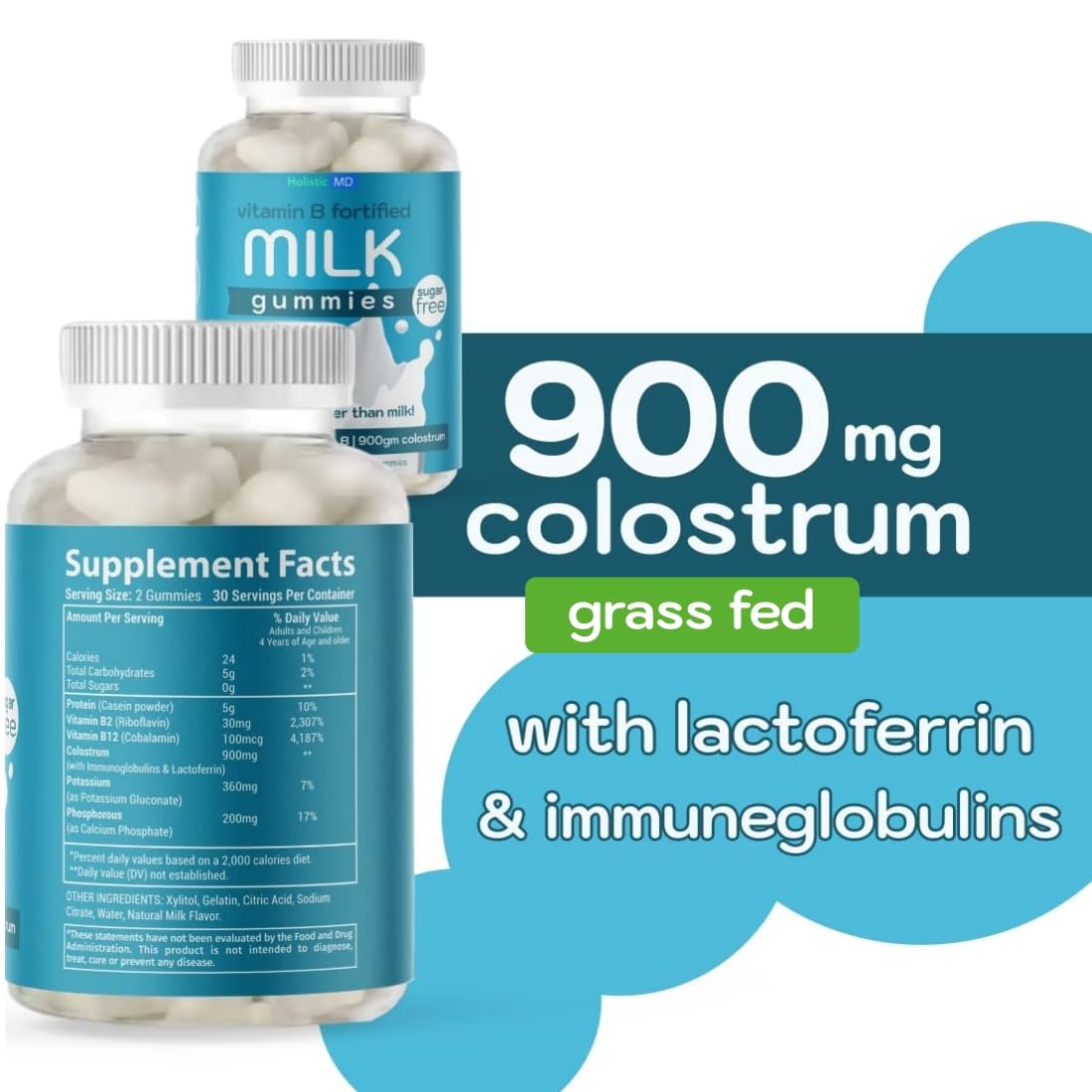 Holistic MD Colostrum Gummies with Vitamin B Complex - 60 Count - image 2