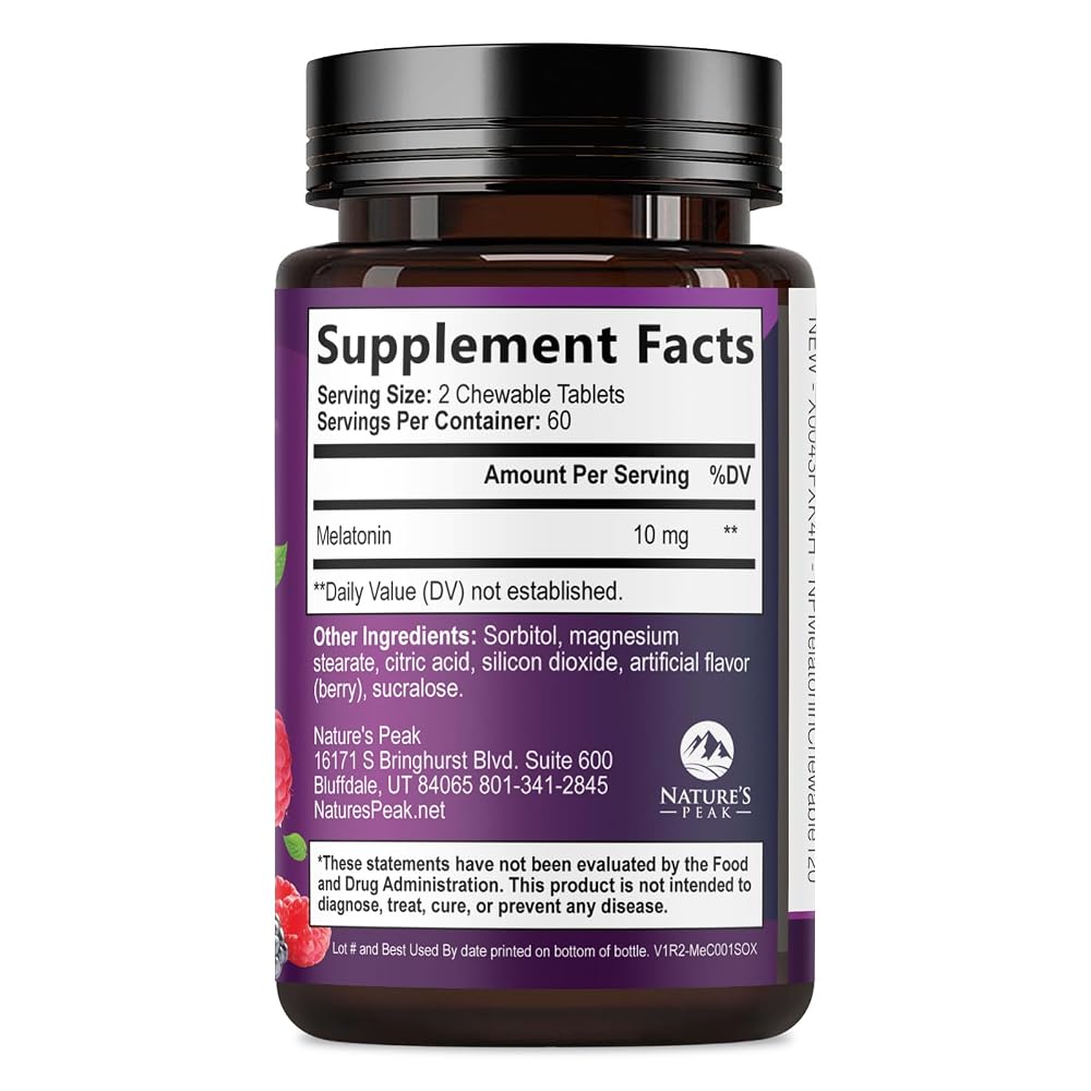Nature's Peak Melatonin 10mg - Fast Dissolve Sleep Support Melatonin