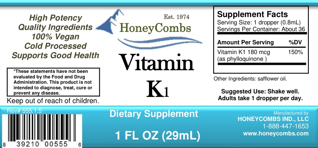 HoneyCombs Vitamin K1 Liquid Drops - 1 fl oz - image 2