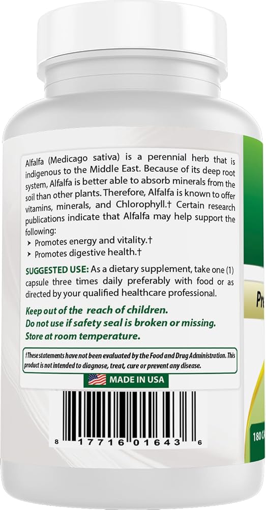 Best Naturals Alfalfa Green Super Food 500 mg - 180 Capsules - image 7