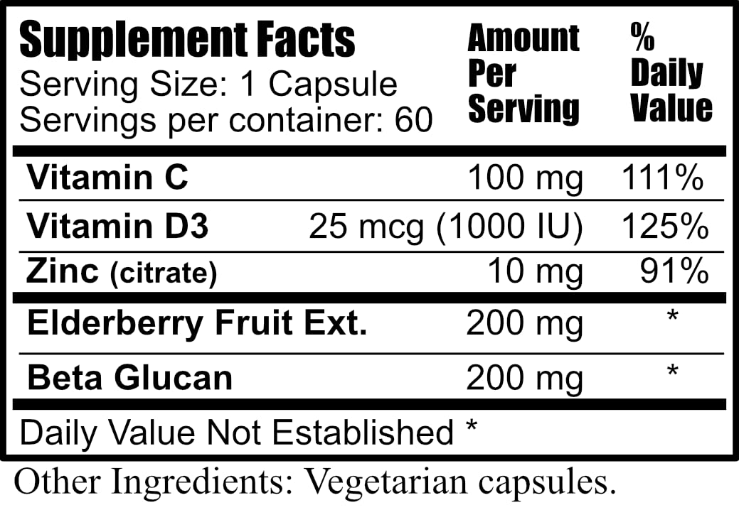 Daily Beta-Berry Beta Glucan Elderberry Vitamin C D3 Zinc - 90 Servings - image 2