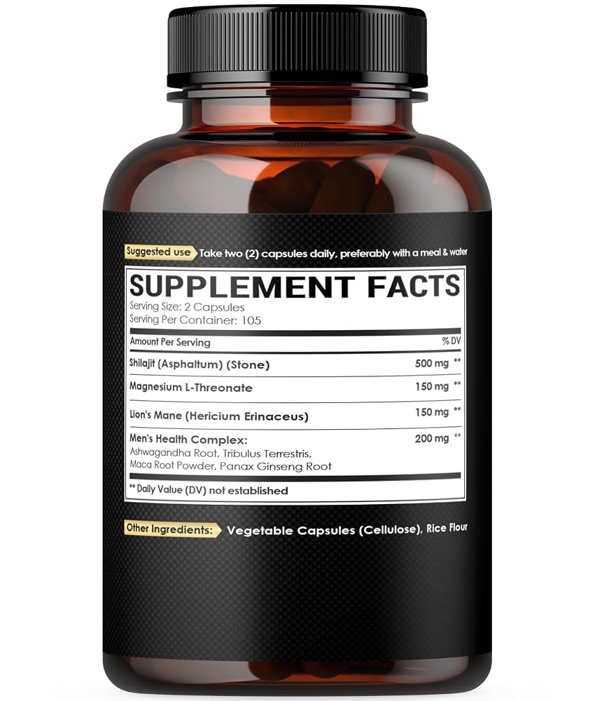 NUQIIT 1000mg Magnesium L-Threonate with Lions Mane, Shilajit Capsules