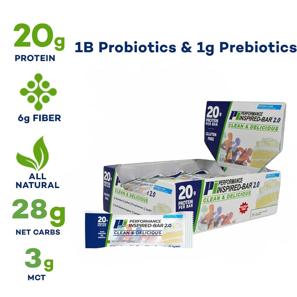 Performance Inspired Protein Bar 2.0 Birthday Cake - 12 Count - image 2