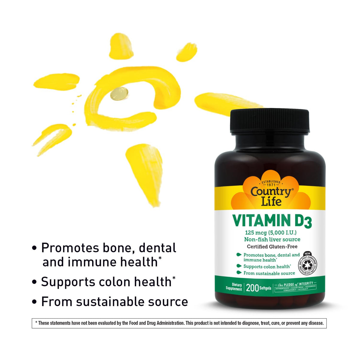 Country Life Vitamin D3 5000 IU - 200 Softgels - image 5