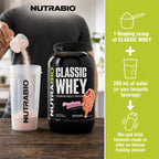 NutraBio Classic Whey Protein Powder Supplement - 25g of Protein Per
