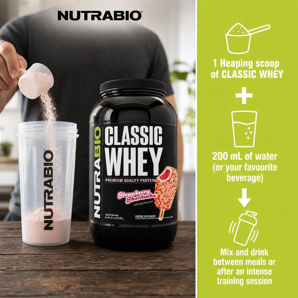 NutraBio Classic Whey Protein Powder Supplement - 25g of Protein Per