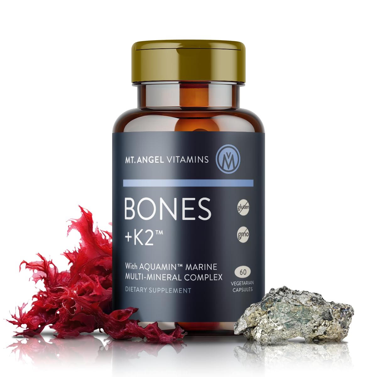 Mt. Angel Vitamins Bones + K2 Calcium Supplement - 60 Vegetarian Capsules