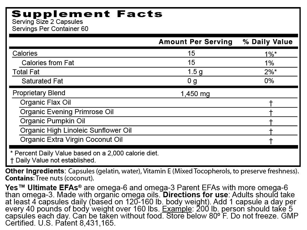 ULTIMATE EFAs YES Plant-Based Omega 3-6-9 - 120 Softgels - image 2