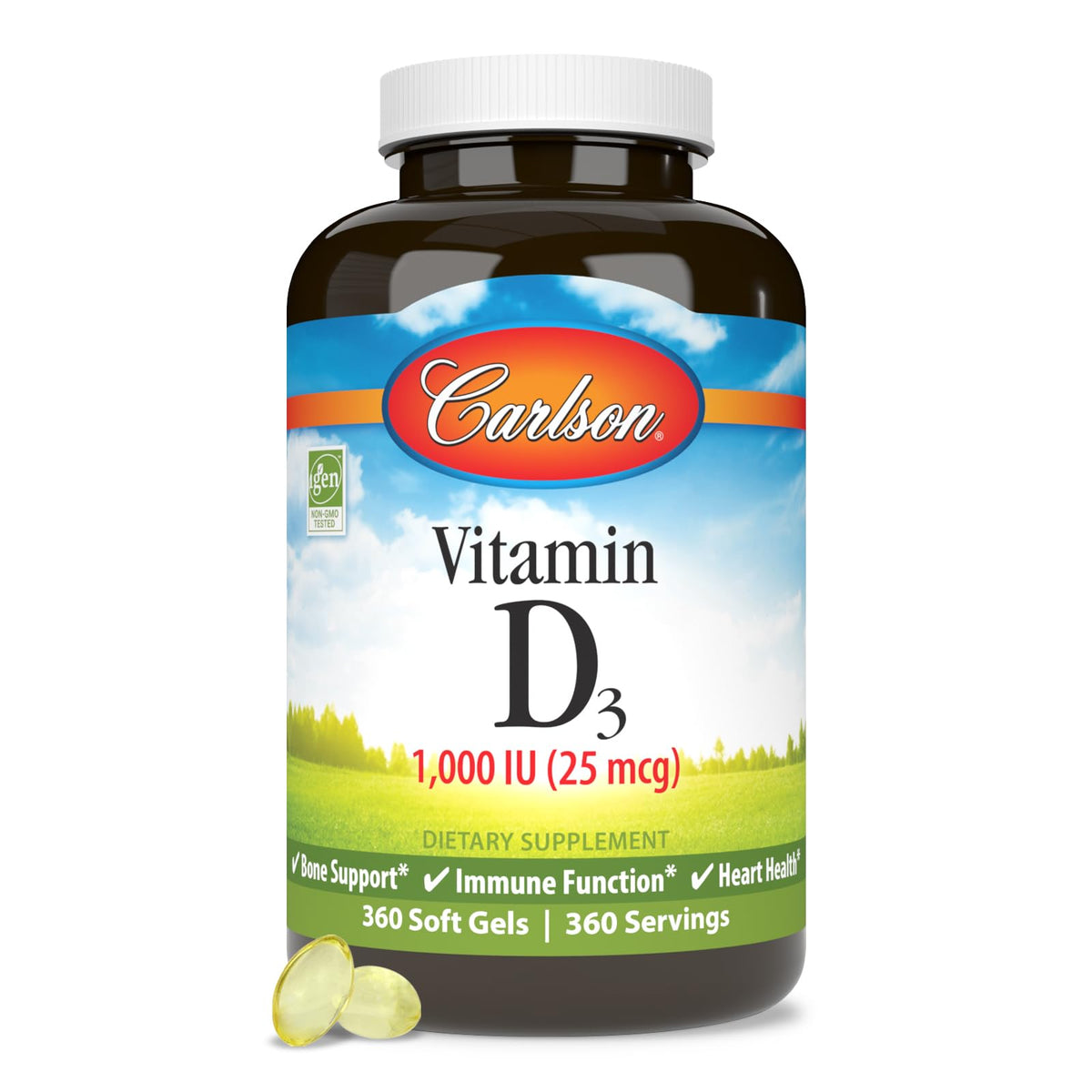Carlson Vitamin D3 1000 IU Bone Health - 360 Softgels - image 5