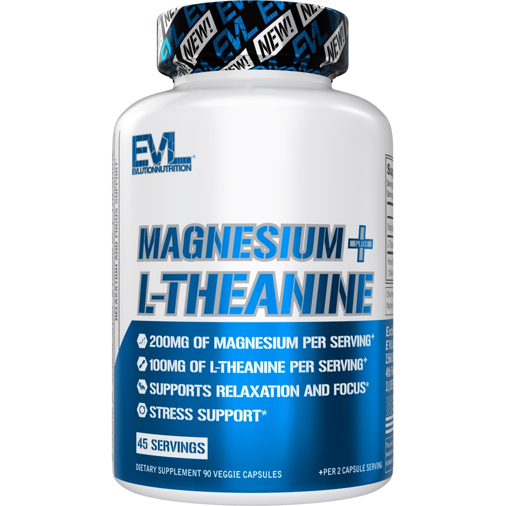 Evlution Magnesium + L-Theanine Vegetarian Capsules - 90 Count