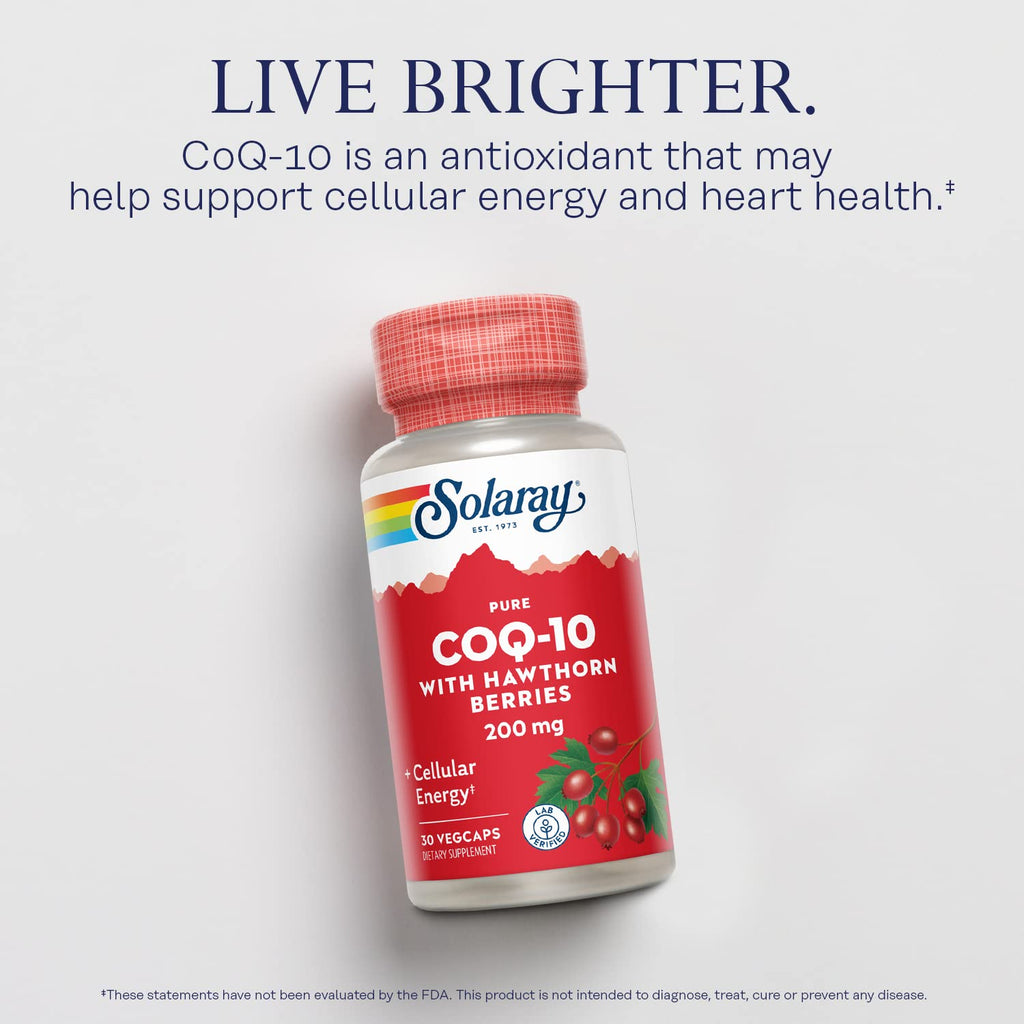 SOLARAY Pure CoQ-10 200 mg Heart & Energy Support - 30 Vegetarian Capsules - image 3