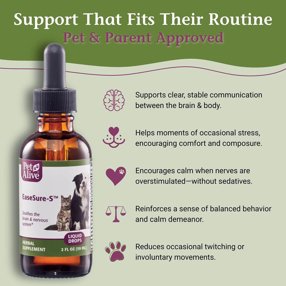 PetAlive EaseSure-S Herbal Nervous System Support for Pets - 2 Fl Oz - image 3