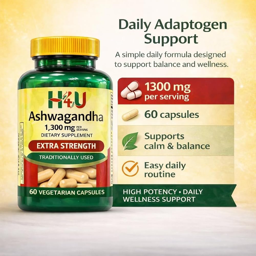 4 TOP CARE Ashwagandha 1300 mg Stress Support - 60 Capsules - image 3