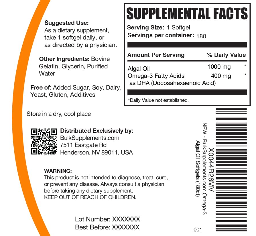 BulkSupplements Omega-3 Softgels from Algal Oil - 180 Count - image 6