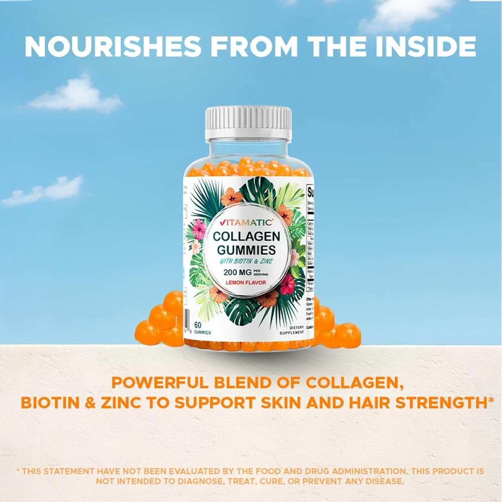Vitamatic Hydrolyzed Collagen Gummies with Biotin & Zinc - 60 Gummies - image 4