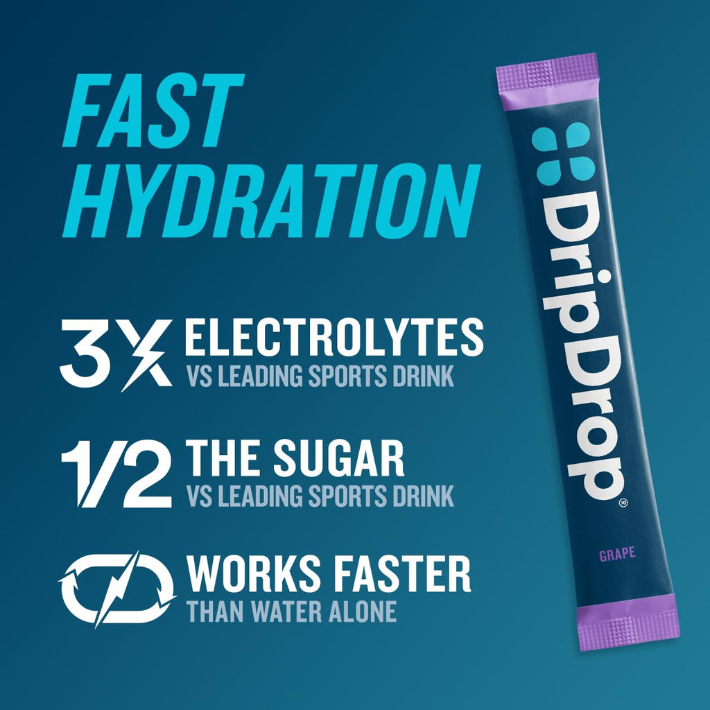 DripDrop Hydration Packets - Single Serve Electrolytes Powder Drink