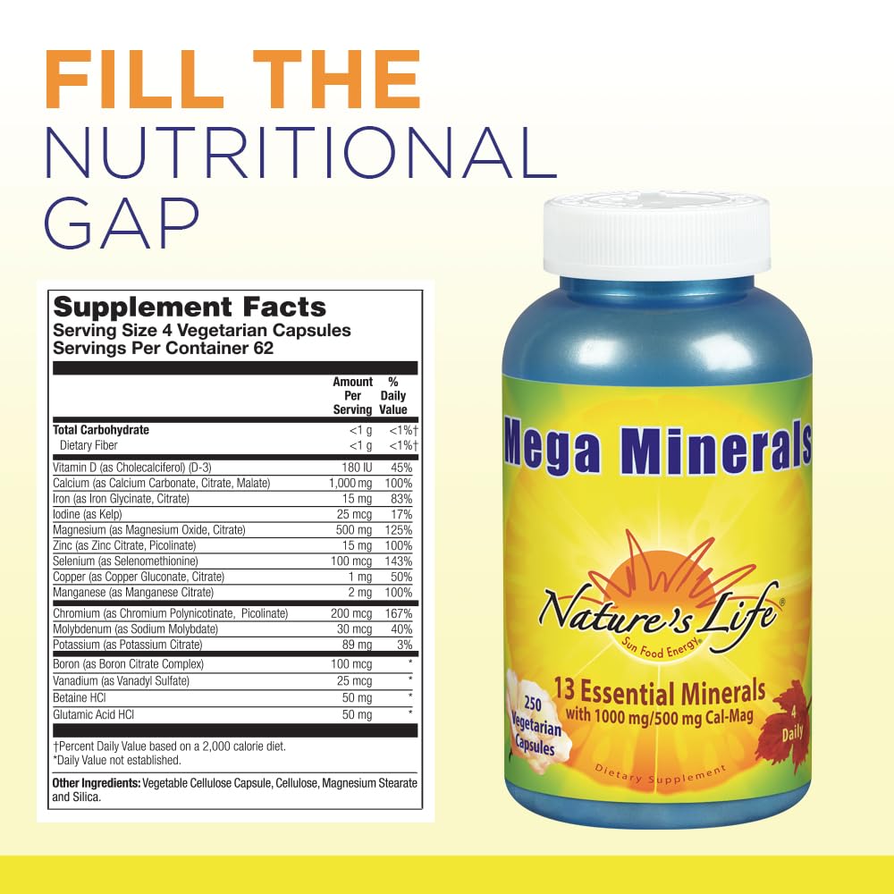 Nature's Life Mega Minerals Complex Multi Mineral - 250 Vegetarian Capsules - image 2